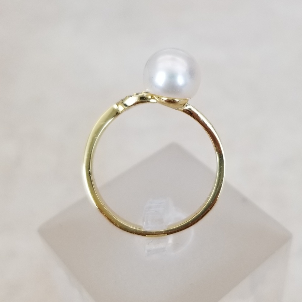 18k Over Sterling 10mm Freshwater Pearl Ring - Picture 3 of 8